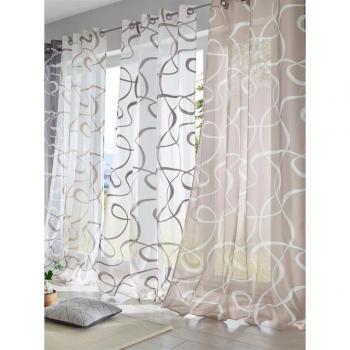 Gardine HEINE HOME Grau/Weiß – 140 cm breit, 225 cm hoch – Poly‑Polyester