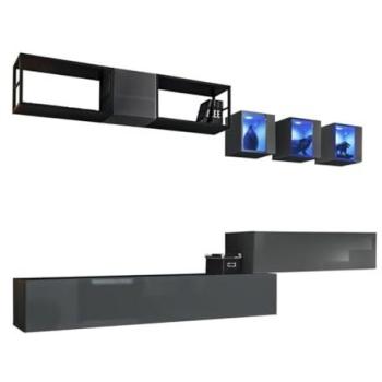 Set Switch M3 Grigio: Mobili Industriali con LED Integrati e Push to Open