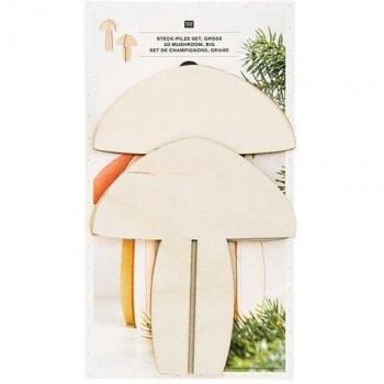 Houten kerstversiering – 2 champignons met reliëf