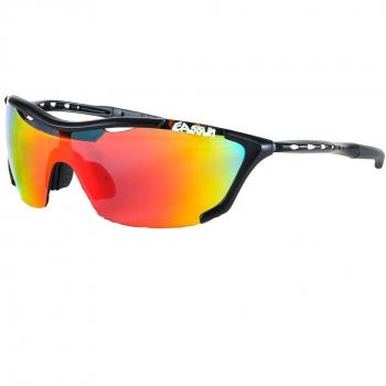Eassun Record gafas de sol unisex color negro rojo
