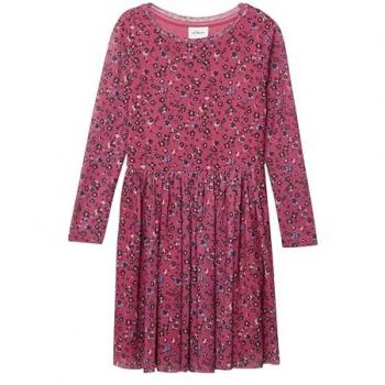 S.Oliver Mädchenkleid mit floralem Mesh und langen Ärmeln