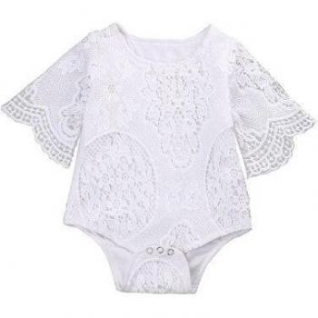 Mono Infantil Blanco de Encaje con Volantes