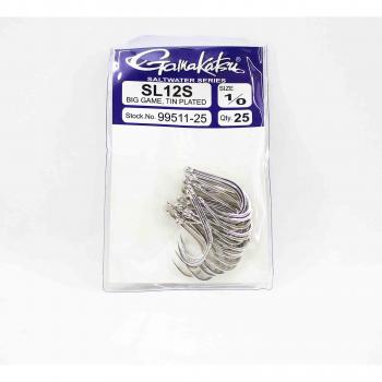 Gamakatsu SL12S Gancio Big Game Placcato con Tablă Dimensione 1/0, 25 per Confezione