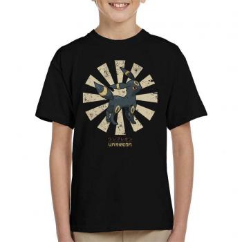 Japanese Retro Umbreon Cloud City 7 Kids’ Black T-Shirt