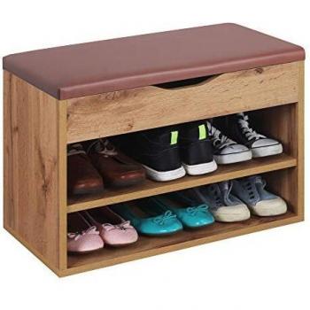Panca Scarpiera Salvaspazio RICO 60x42x30 CM – Portascarpe WM032-EW-B in Rovere Marrone