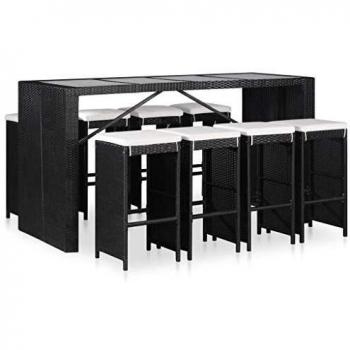 VidaXL 9‑teilige Garten‑Essgruppe – schwarzer Poly Rattan