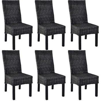 Set de 6 sillas de ratán Kubu negro y mango