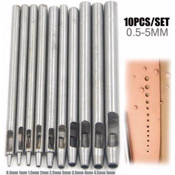 10Pcs Leatherworking Hole Punch Set