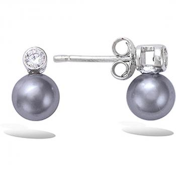 Pendientes de Plata 'Perla' en Gris Plateado