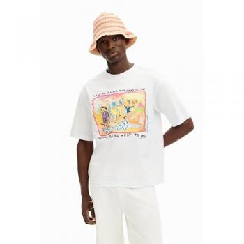 Camiseta Masculina Desigual Ponto Fauv Algodão Branca M