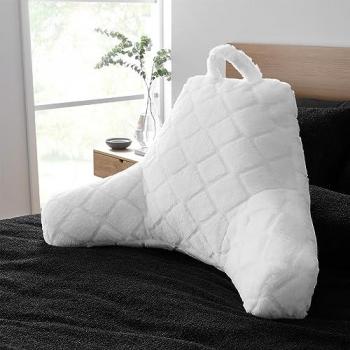Catherine Lansfield White Faux Fur High Back Cuddle Cushion with Diamond Pattern