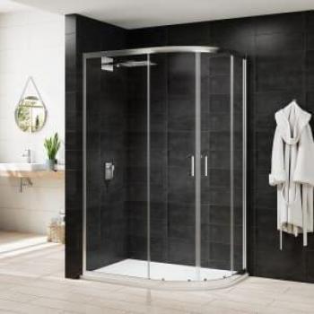 Merlyn Offset Quadrant 2‑Door Shower Box, 1000 mm × 800 mm, Chrome Finish