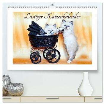 Lustiger Katzenkalender (hochwertiger Premium Wandkalender 2025 DIN A2 quer) Kunstdruck in Hochglanz