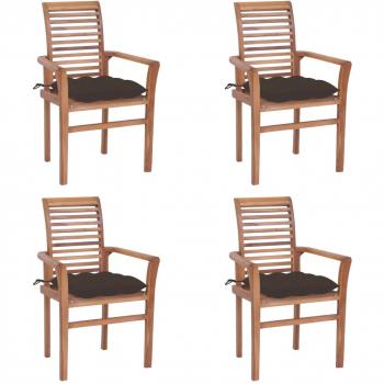 Set di 4 Sedie da Pranzo con Cuscini Talpa in Massello di Teak