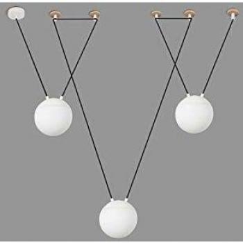 Mine 3 Light Ceiling Pendant White Wood E27