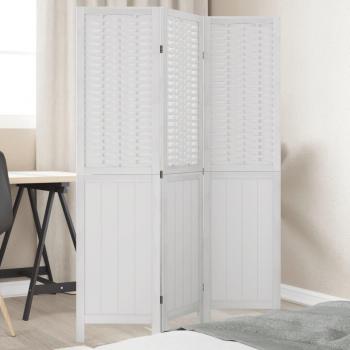 3-Panel White Solid Wood Paulownia Room Divider