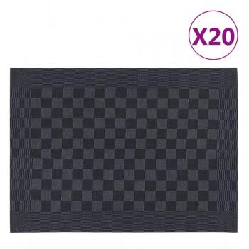 Strofinacci da Cucina 20 pezzi 50x70 cm in Cotone Neri e Grigi