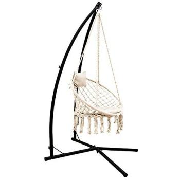 Amanka Hängestuhlgestell mit Makramee Hängesessel 215cm bis 120kg beige