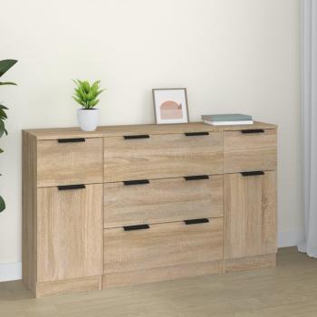 VidaXL Set di Credenze 3 pz in Rovere Sonoma
