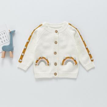 Kinderfreundlicher Mädchen Regenbogen zur Seite fahren Gestrickter Cardigan