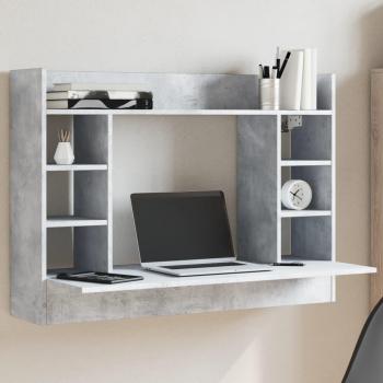 Concrete Grey Wall-Mount Desk, VidaXL, 105x48x75 cm, Engineered Wood
