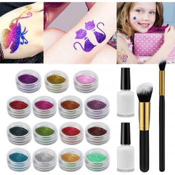 Aquarell‑Glitzer Tattoo Pack – 48 einzigartige Schablonen