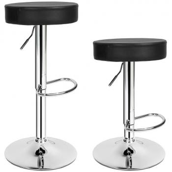 Tectake 2er Set Barhocker, gepolstert, verchromtes Stahlgestell, Sitzhöhe 63