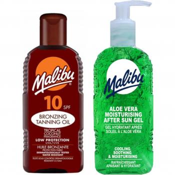 Huile de Soleil Malibu SPF10 200 ml + Gel d'Aloès 200 ml