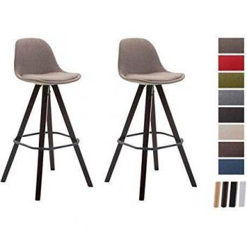 CLP Franklin 2er Set: Barhocker taupe mit eckigem Holz