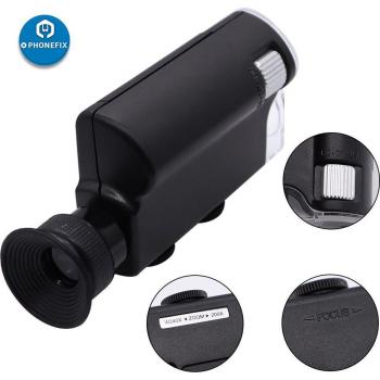 Lupa de mano 60X-240X con zoom y luz LED
