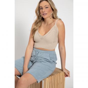 Bralette scollo a V in cotone biologico, Donna, Beige, Taglia: 60/62