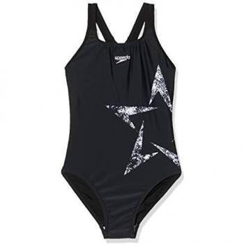 Speedo Damen Boomstar Placement Racerback Badeanzug, Schwarz/Weiß, 34 (DE 38)