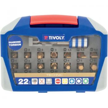 Tivoly Coffret 22 pièces – 21 embouts torsion diamant, 1 porte-embout magnétique Quick Change