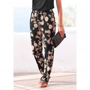 Lascana Damen-Strandhose mit Floraldruck, Gr. 36, Jersey 100% Viskose