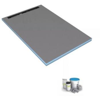 Plato de ducha a azulejo 180 x 90 cm Wedi Fundo Riolito Neo + kit de estanqueidad gris extra-plano rectangular