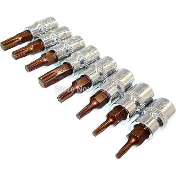 1/4 Square Drive Torx Bit Socket Set 8 Pieces T8 T10 T15 T20 T25 T27 T30 T40