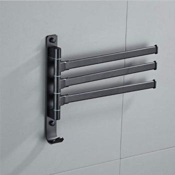 Modern Matte Black Swivel Towel Rack, Wall-Mounted with 2-4 Arms and Hooks