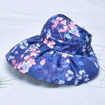 Sombrero de Playa con Pegamento Negro y Ala Ancha para Mujer