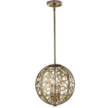 Arabesque 3 Light Ceiling Chandelier Pendant Light Silver Leaf E14