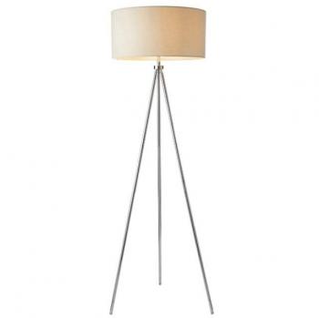 Netlighting Tri 1 Light Floor Lamp Chrome Ivory Linen Effect E27