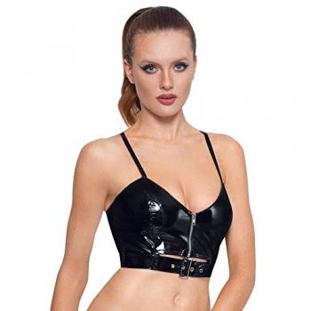 BLACK LEVEL Lacktop mit Schnalle und Reißverschluss