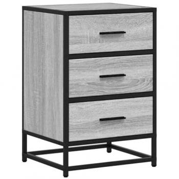 Grey Sonoma Bedside Cabinet 40x34.5x60 cm Engineered Wood and Metal