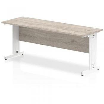 Impulse 1800x600mm Straight Desk Grey Oak Top White Cable Managed Leg