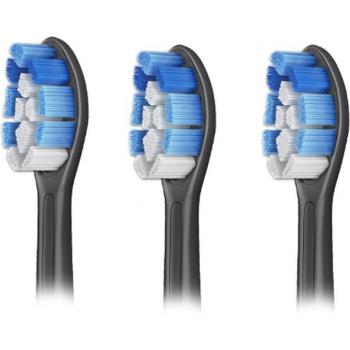 3 Stück Schwarz Elektrische Zahnbürstenköpfe Kompatibel mit HX3 HX6 HX9 Mit Sensorchip und App zur Zahnfleischpflege