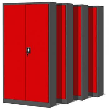 Ensemble 4 Armoiries de Bureau en Acier Tôle, Finition Powder Coat – Dimensions 195x90x40 cm (Anthracite ou Rouge)