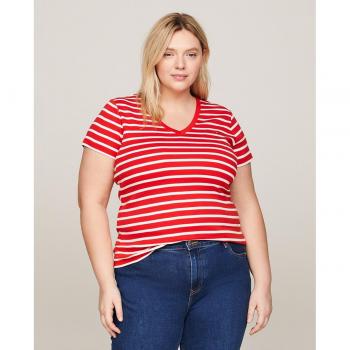 Tommy Hilfiger Curve V-Shirt mit Logostickerei