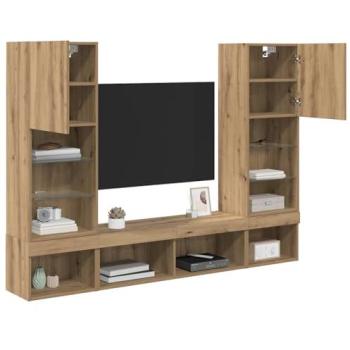 Supporti murali per TV con LED – 5 componenti – rovere massiccio