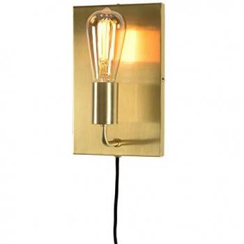 RoMi MADRID Wandleuchte mit Stecker und Schalter, Wandlampe für LED und Glühbirne, E27 (Gold)