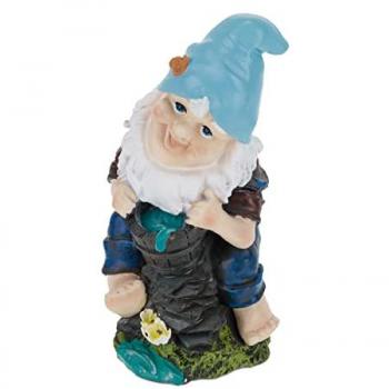 Gnomo da Giardino con Secchio d'Acqua in Poliresina, 24x11x10cm, Resistente a Gelate