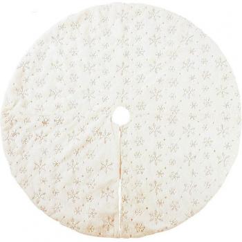 Faux Fur Christmas Tree Mat with Golden/Silver Snowflake